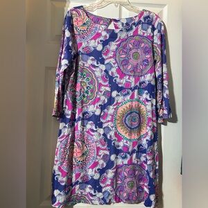 Lilly Pulitzer Women's Purple & Pink Printed Shift Dress Large VGUC